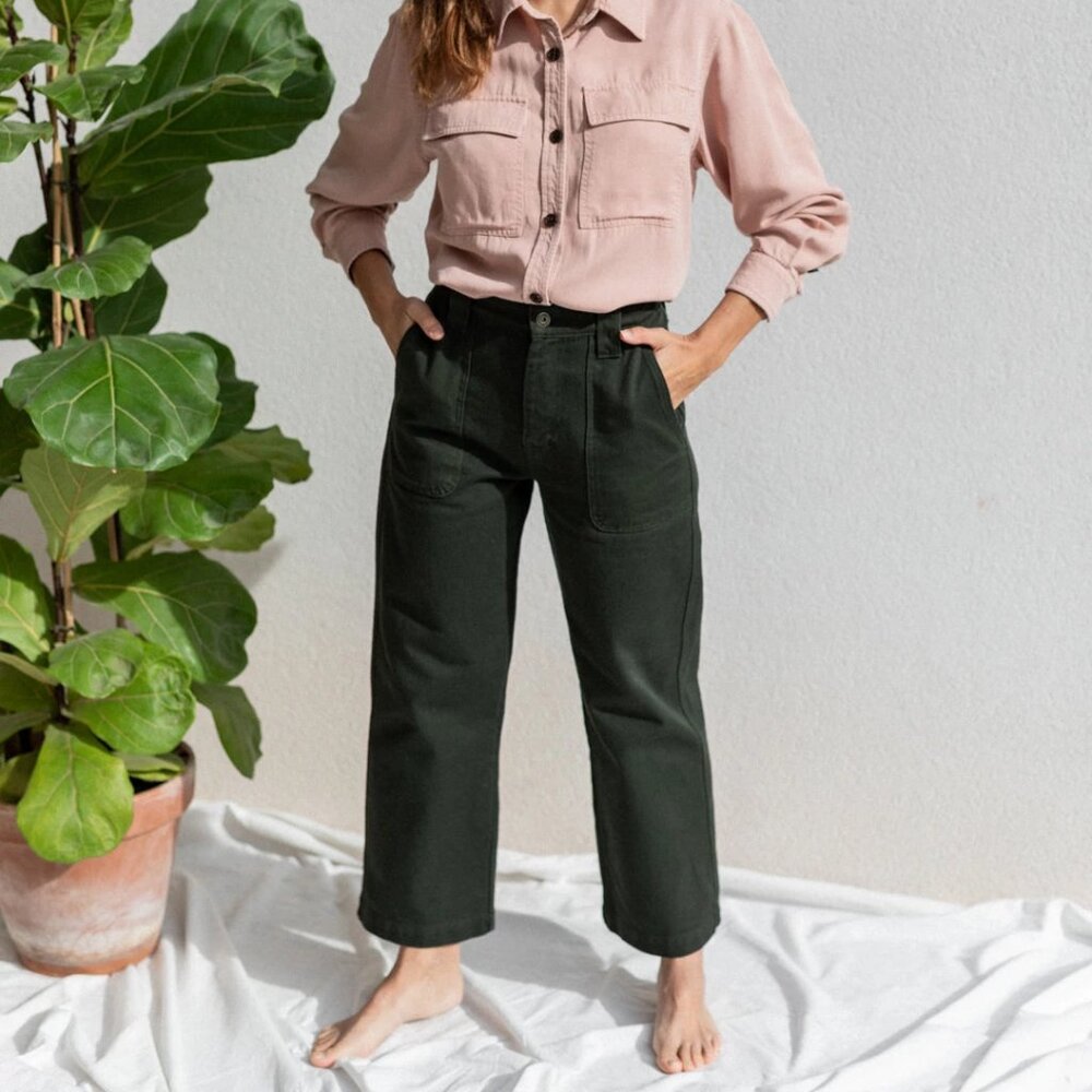TWOTHIRDS very Rudy Jude organic cotton dark khaki green heavy twill pants, 34/2